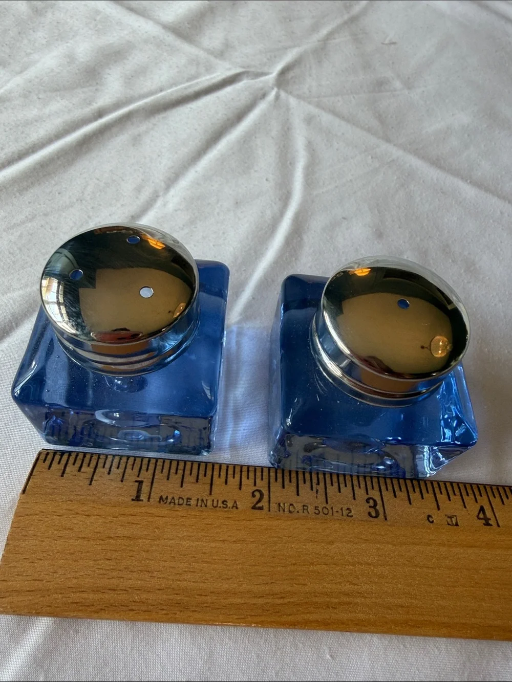Vintage Pottery Barn Monterey Salt & Pepper Set - Blue Glass